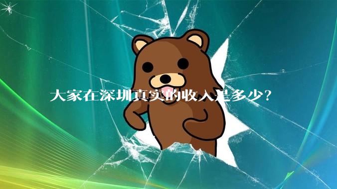 大家在深圳真实的收入是多少？